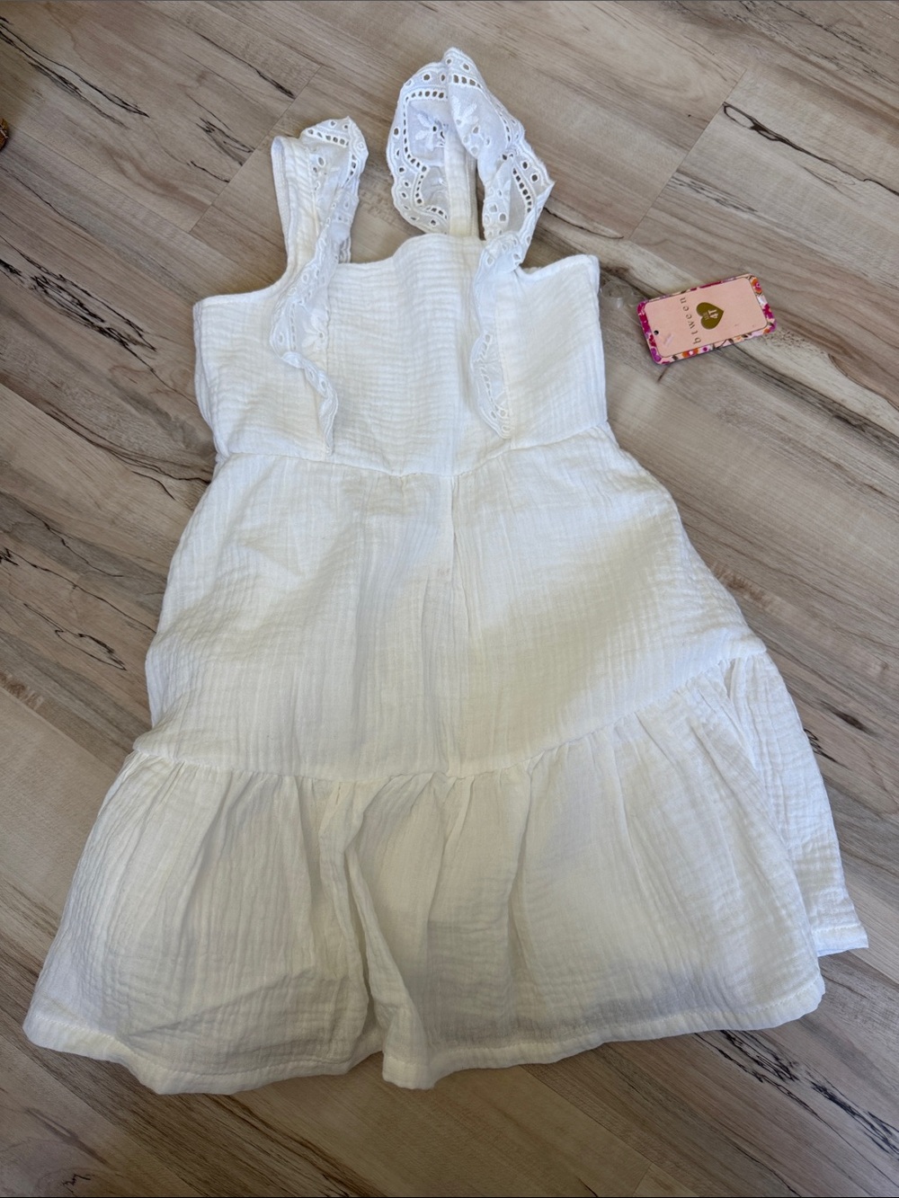 White Eyelet Strap Summer Dress